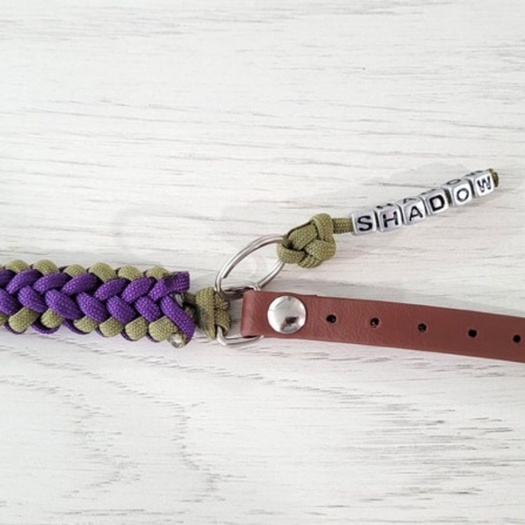 1/2" Paracord Dog Collar with Biothane Adjustable Adapter - Green and Purp - Picture 6 of 7